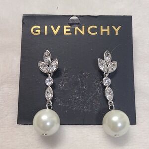 Givenchy Faux Pearl & Crystal Drop Earrings